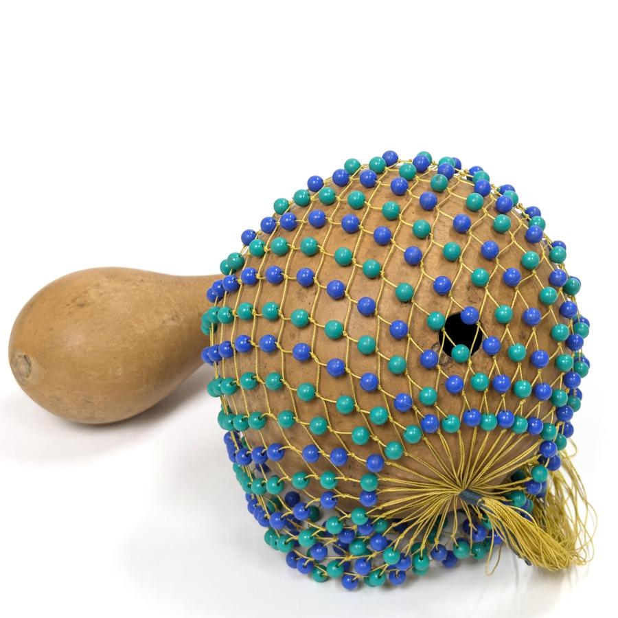 アフリカ民族楽器　シェケレ シェケレ 長さ29cm アフリカ マラカス 民族楽器 : アフリカ雑貨