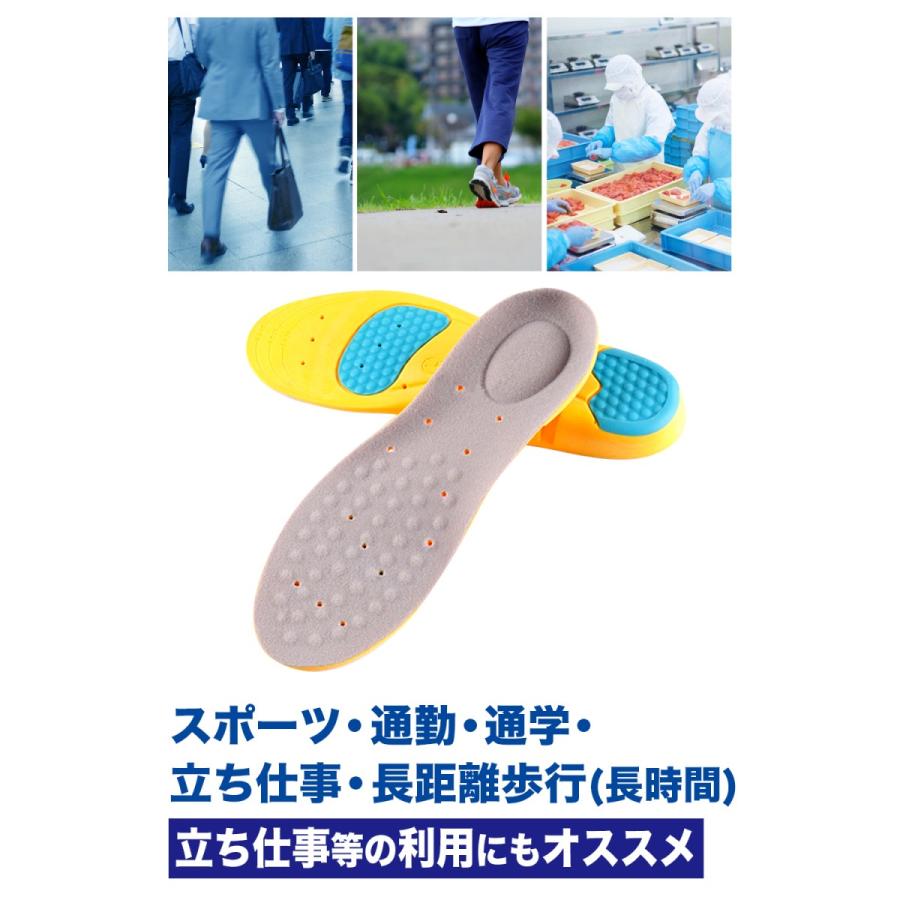 インソール スポーツ 衝撃吸収 ゲルクッション 土踏まず 立ち仕事
