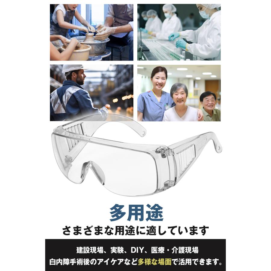 ゴーグル コロナ対策 医療 介護 グッズ メガネ対応 花粉 飛沫 保護メガネ 曇らない セーフティグラス｜afrostarz｜05