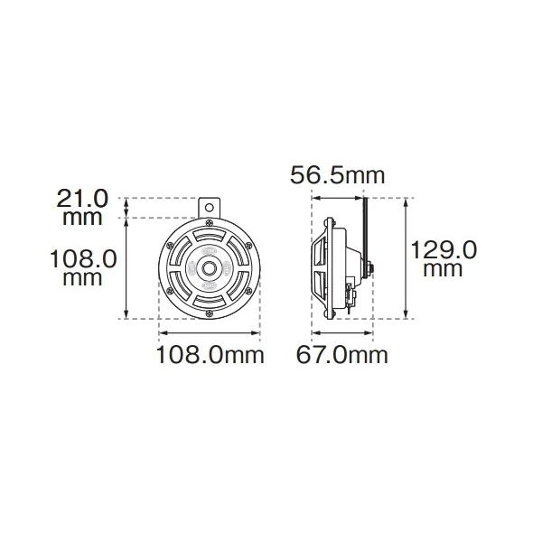 ドイツ HELLA ヘラー社製 シャープ ツイン トーン ディスク タイプ 　ホーン Sharp Twin Tone Horn イエロー(アウター)/ネイビー(インナー) 320287｜afterparts-co-jp｜02