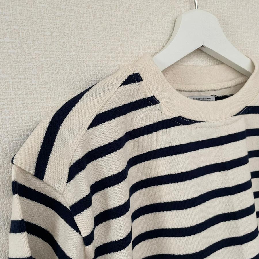 Yonetomi new basic バスクシャツ 半袖 クルーネック 丈夫 肉厚 バスクニット ボーダー WAVE COTTON BASQUE KNIT PULLOVER 米富繊維 日本製 メンズ レディース | Yonetomi NEW BASIC | 08