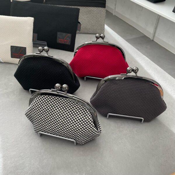 sasicco がま口｜刺し子織生地の レトロデザインの小物入れ