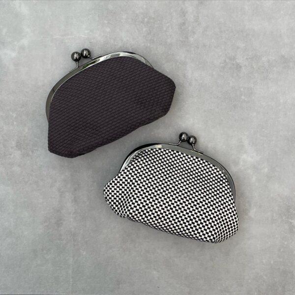 sasicco がま口｜刺し子織生地の レトロデザインの小物入れ