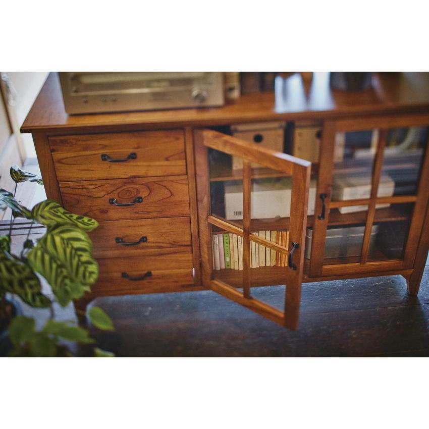 東谷 リビングボード レトロ AVチェスト 扉 幅120cm アジアンリビング