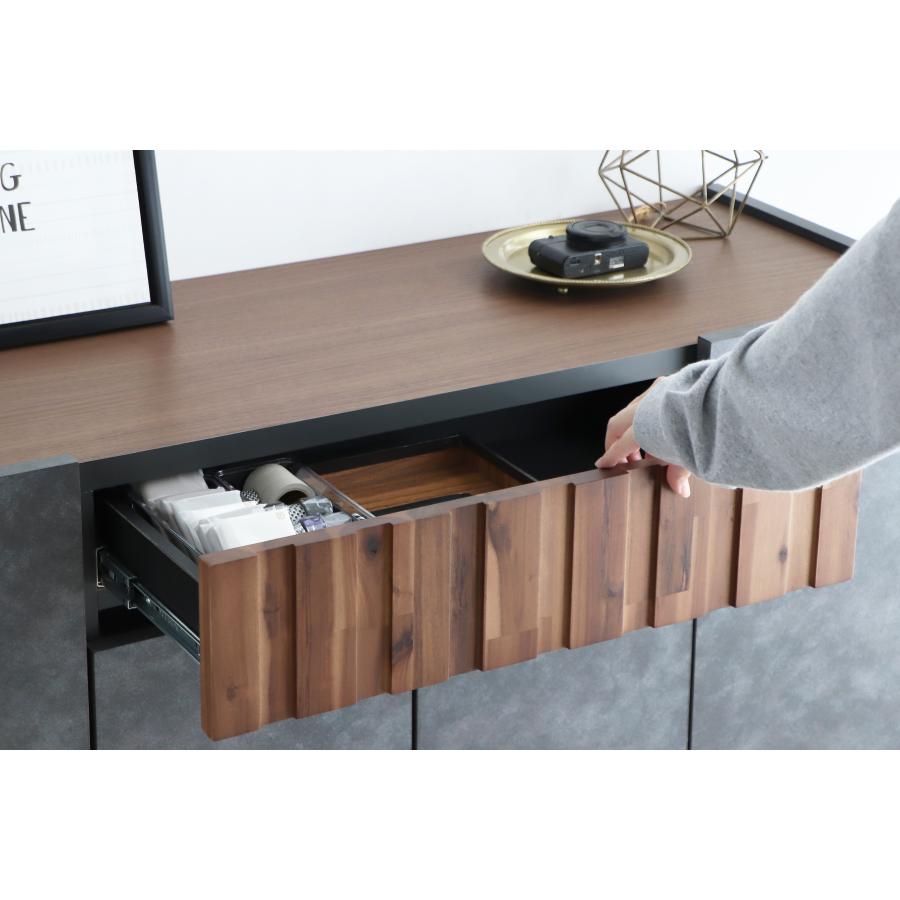 サイドボード 収納家具 リビング収納 引き出し 扉 １２０ｃｍ　アカシア材　コンクリート柄　おしゃれ　　クリート１2０サイドボード　東馬_4