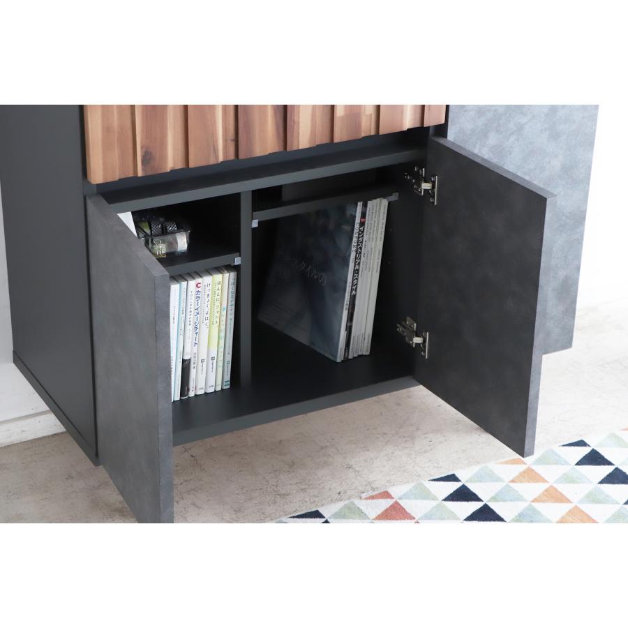 サイドボード  収納家具 リビング収納 引き出し 扉 90ｃｍ　アカシア材　コンクリート柄　おしゃれ　　クリート9０サイドボード　東馬 | 東馬 | 03