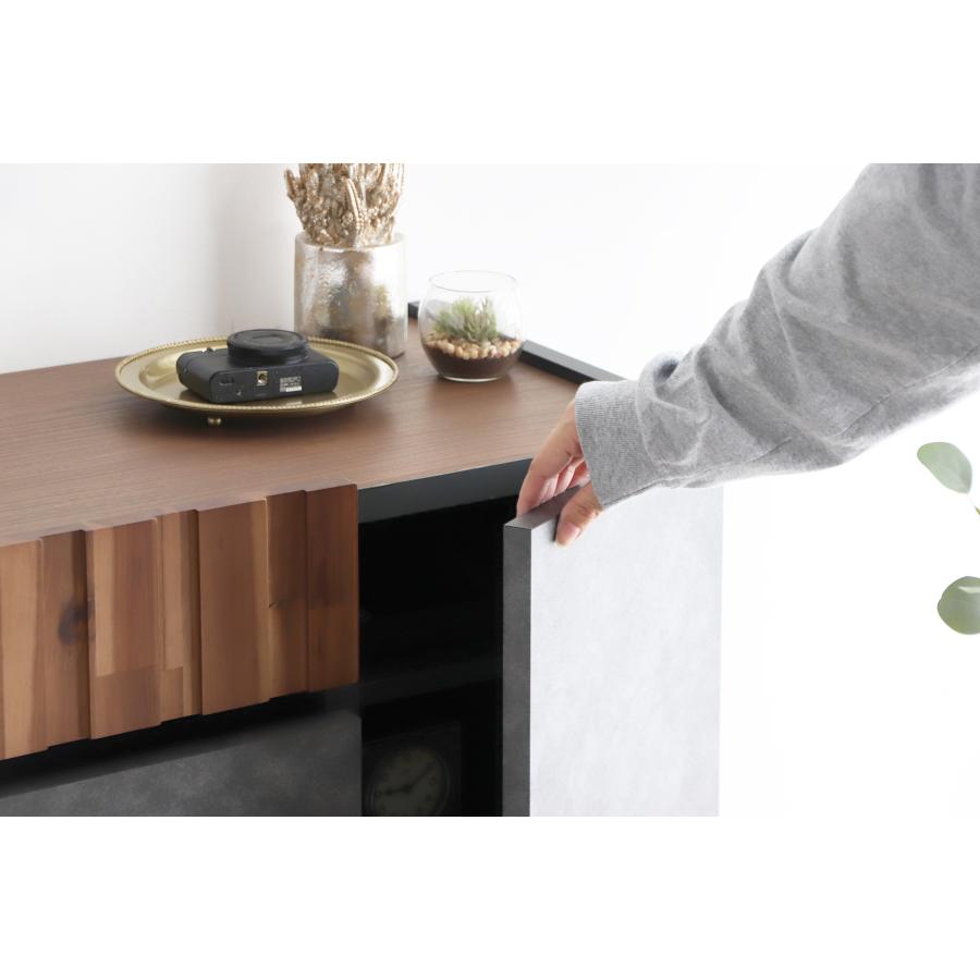 サイドボード  収納家具 リビング収納 引き出し 扉 90ｃｍ　アカシア材　コンクリート柄　おしゃれ　　クリート9０サイドボード　東馬 | 東馬 | 05