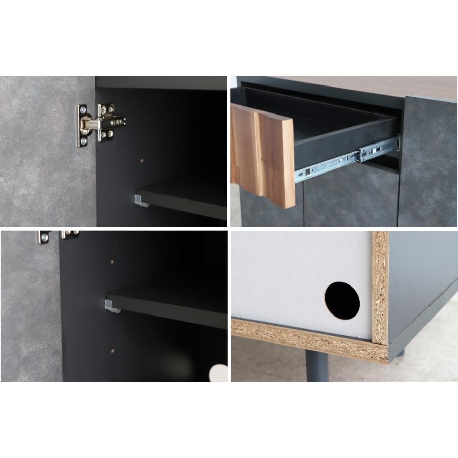 サイドボード  収納家具 リビング収納 引き出し 扉 90ｃｍ　アカシア材　コンクリート柄　おしゃれ　　クリート9０サイドボード　東馬 | 東馬 | 06