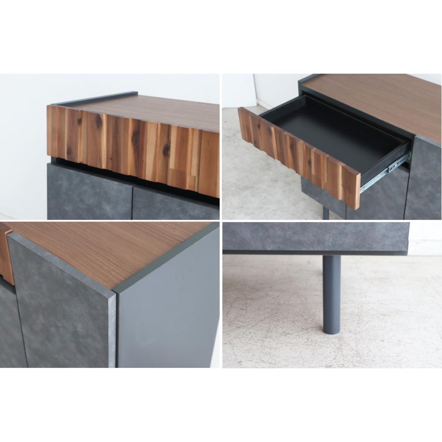 サイドボード  収納家具 リビング収納 引き出し 扉 90ｃｍ　アカシア材　コンクリート柄　おしゃれ　　クリート9０サイドボード　東馬 | 東馬 | 07