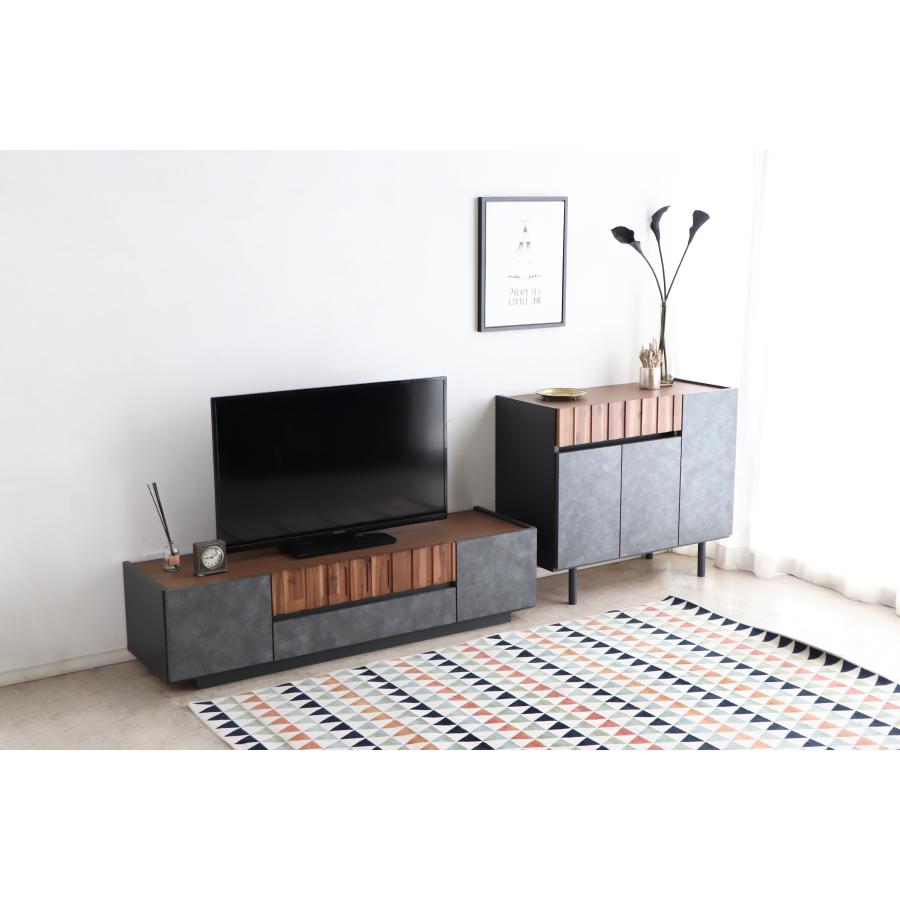 サイドボード  収納家具 リビング収納 引き出し 扉 90ｃｍ　アカシア材　コンクリート柄　おしゃれ　　クリート9０サイドボード　東馬 | 東馬 | 09