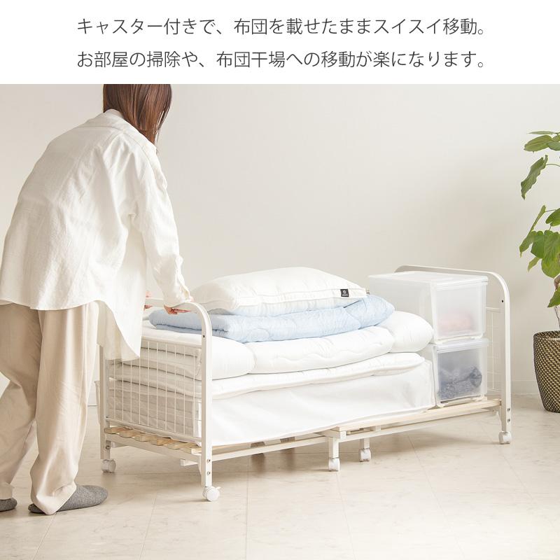 岩附 クローゼット収納 伸縮 布団ラック キャスター付き 布団収納