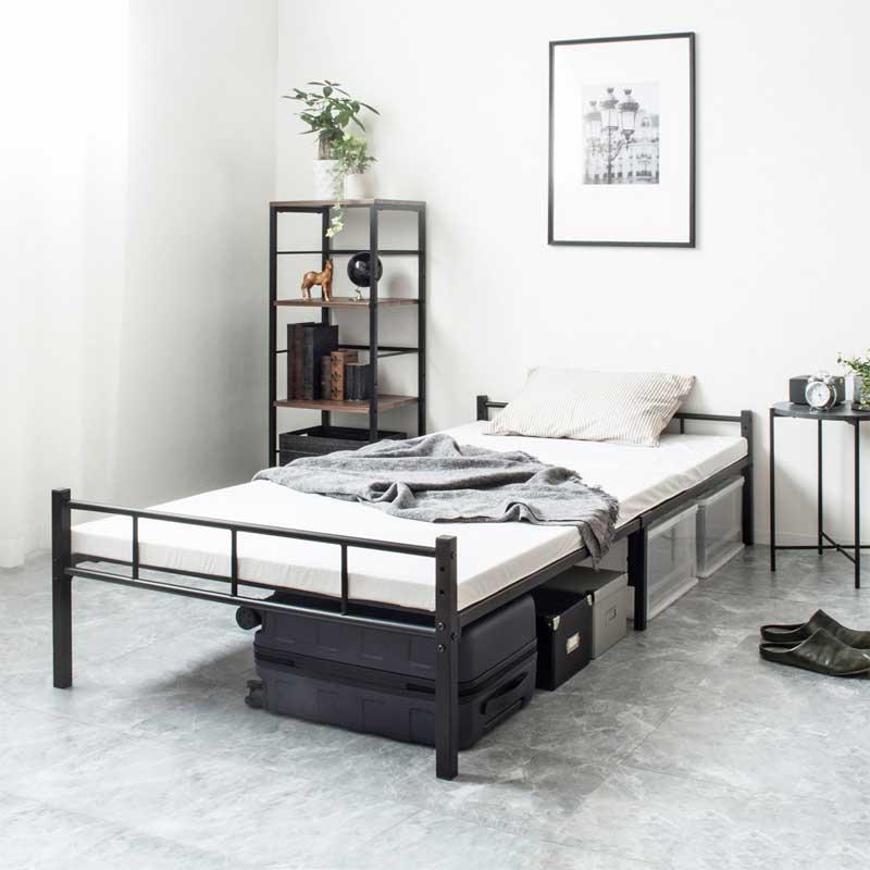 岩附 パイプベッド シングル ベッド フレーム 単品 頑丈 耐荷重200kg 2