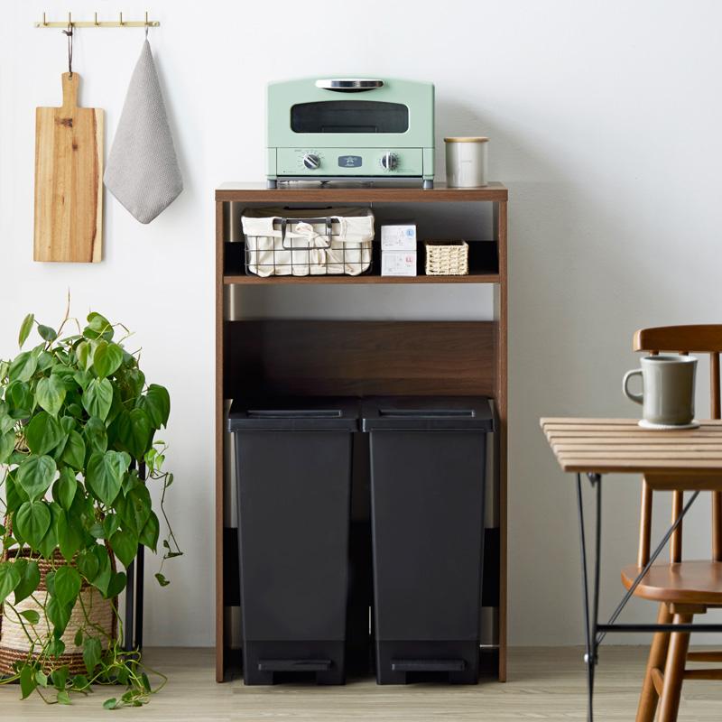 ゴミ箱上ラック ゴミ箱上収納 幅60cm スリム キッチン収納 キッチンラック ゴミ箱上  家電収納ラック レンジボード 木製 スリム ブラウン iw-331 岩附 | 岩附 | 04