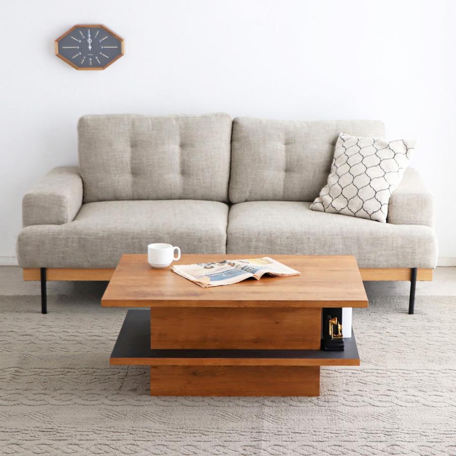 リフトアップテーブル 昇降テーブル パソコンデスク  収納 ボックス ラック  モダン 木目調 マット センターテーブル ローテーブル アダムロ　東馬 | 東馬 | 01