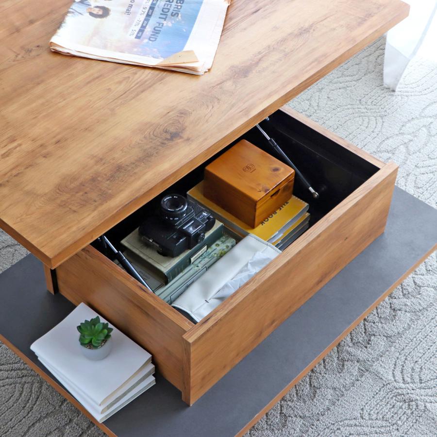 リフトアップテーブル 昇降テーブル パソコンデスク  収納 ボックス ラック  モダン 木目調 マット センターテーブル ローテーブル アダムロ　東馬 | 東馬 | 04