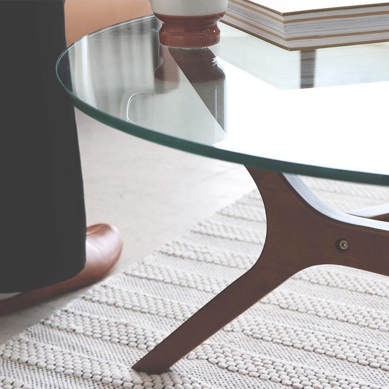 ガラステーブル　木製　10ｍｍ　強化ガラス　丸　８０ｃｍ　センターテーブル　ソファーテーブル アモール　 | 東馬 | 01