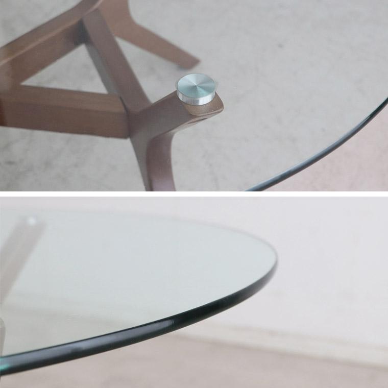 ガラステーブル　木製　10ｍｍ　強化ガラス　丸　８０ｃｍ　センターテーブル　ソファーテーブル アモール　 | 東馬 | 05