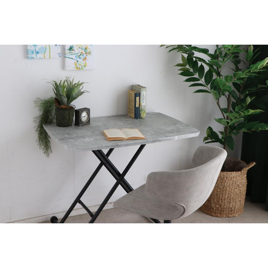 昇降テーブル　リフティング　リフト　角テーブル　コンクリート柄　90ｃｍ　折りたたみ　ダイニング　おしゃれ　収納　完成品　東馬　セラール　CR | 東馬 | 05