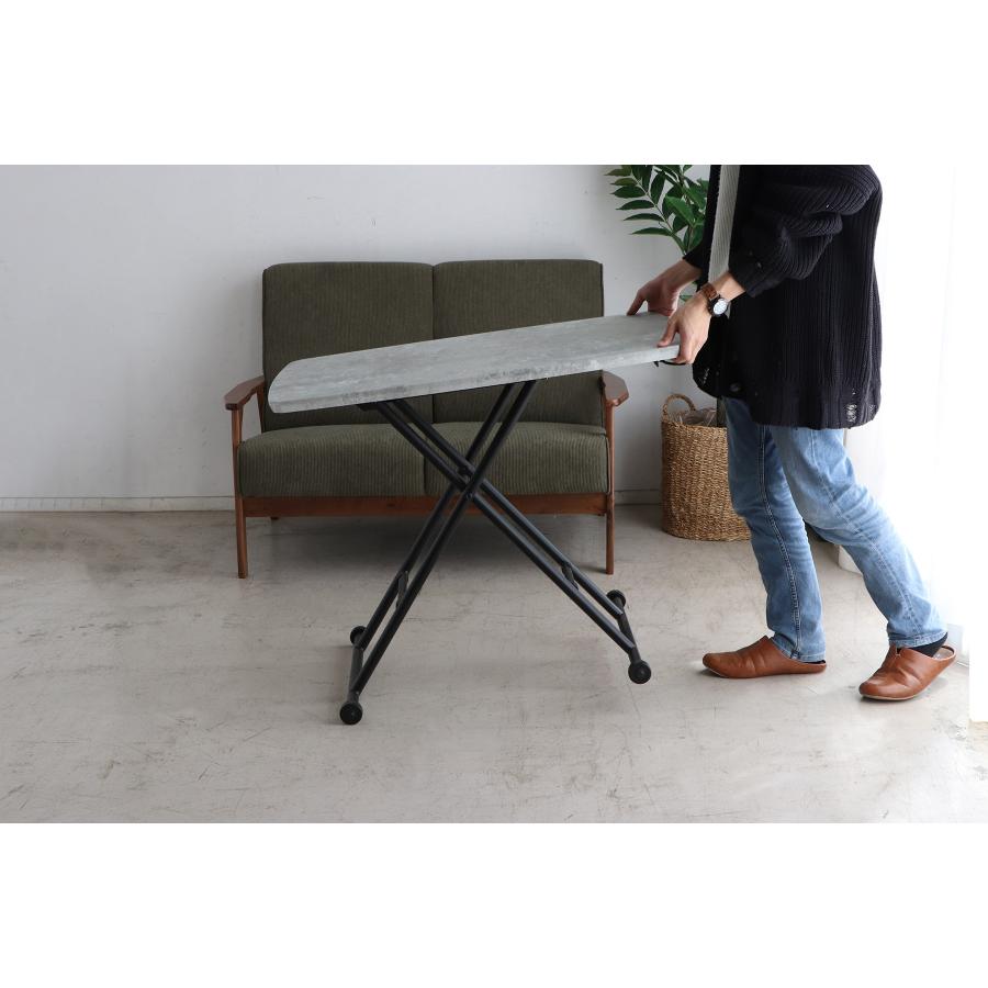 昇降テーブル　リフティング　リフト　角テーブル　コンクリート柄　90ｃｍ　折りたたみ　ダイニング　おしゃれ　収納　完成品　東馬　セラール　CR | 東馬 | 07