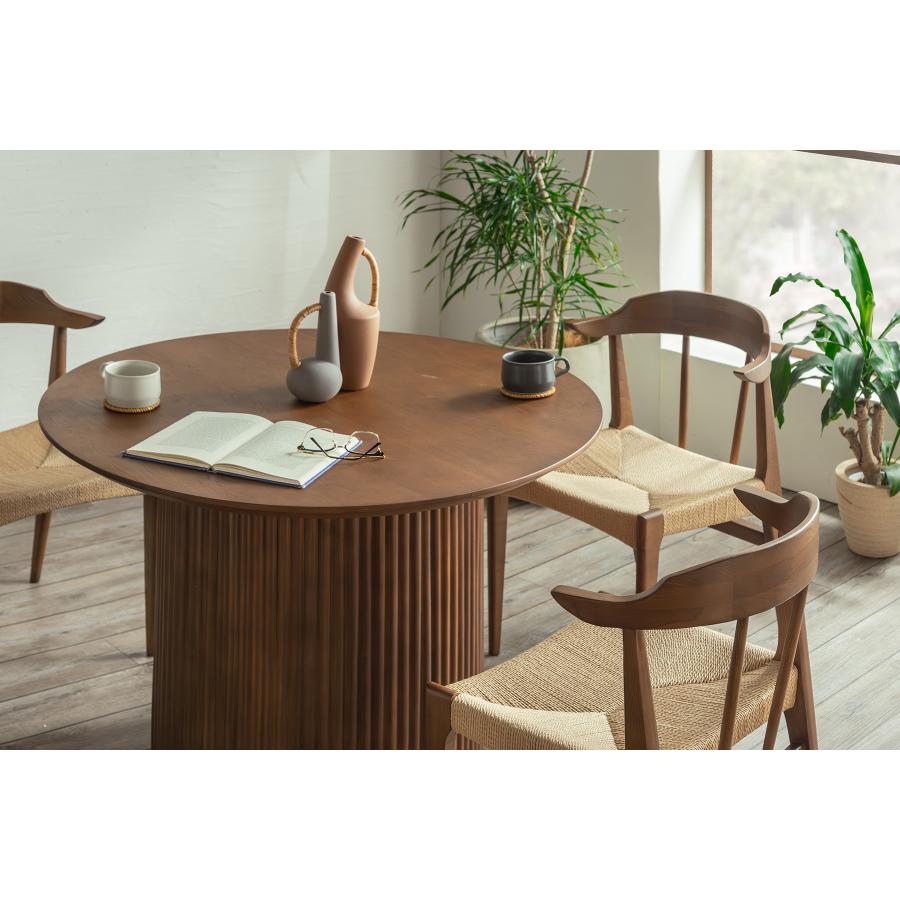 丸型ダイニングテーブル UPロペス　4人用 幅100cm 無垢 単品 ラウンドテーブル おしゃれ 北欧 オーク突板　丸形　東馬　椅子別売り | 東馬 | 06