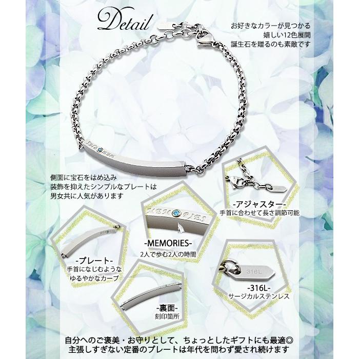 ブレスレット ステンレス 刻印無料 誕生石 サージカルステンレス バースストーン ブレス シンプル メッセージ メンズ レディース バングル 金属アレルギー対応の画像