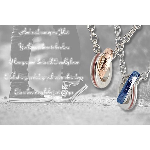 ペアネックレス ステンレス 2連 リング ふたりを結ぶ糸 レディース