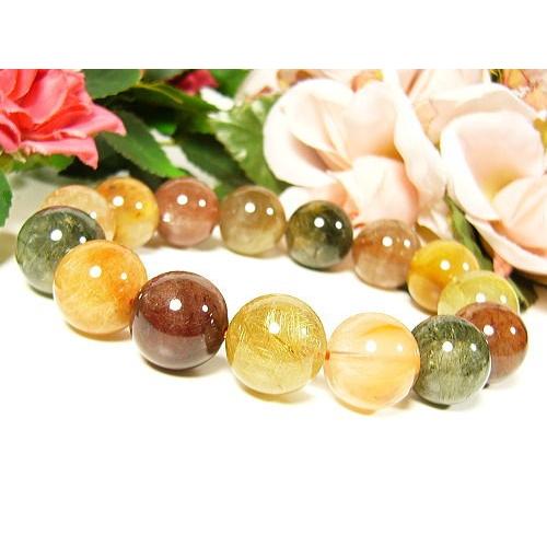 超高品質MIXミックスルチル15mm/天然石ブレスレット/1点もの