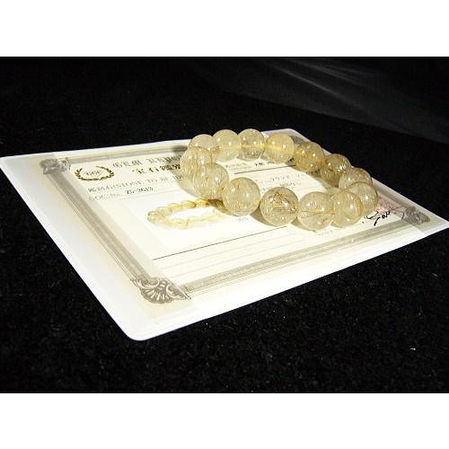 鑑別書付き！ホワイトルチル/天然石パワーストーンブレスレット/15mm/1点もの