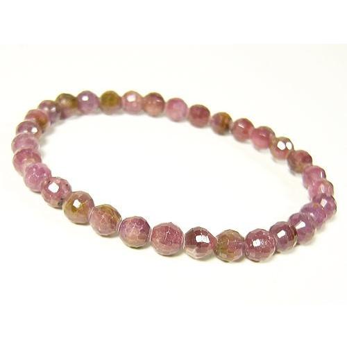 天然宝石ルビー/ミラーボールカットブレスレット/5mm/1点もの | 