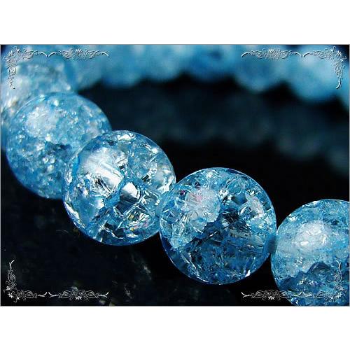 ブルークラック水晶 天然石 ブレスレット 8mm玉 爆裂水晶 天然水晶 