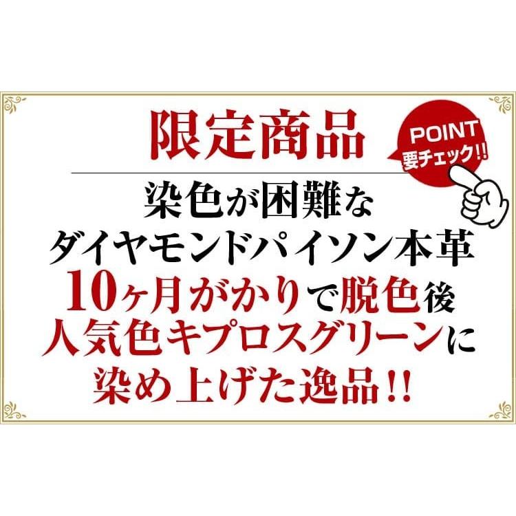 本物 ダイヤモンドパイソン×栃木レザー 金運 へび革 長財布 14万8500円が59%OFF　メンズ レディース 財布 風水金運グリーン爆買WEEK CP10の画像