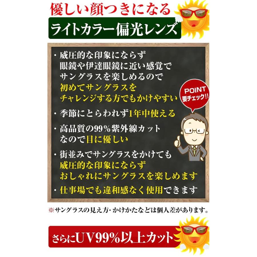 2万2,000円が81％OFF セール AGAIN偏光サングラス ライトカラー偏光レンズ ボストン ドライブ ゴルフ 釣り レディース メンズ ファッション祭り｜again｜06