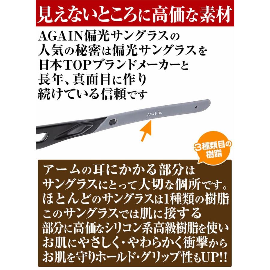 福井県鯖江市の高品質レンズ サングラス 偏光 ＼2万2,000円が45％OFF／ 釣り フィッシング ゴルフ 野球 マラソンなどスポーツ用  偏光サングラス　CP5 | AGAIN | 13