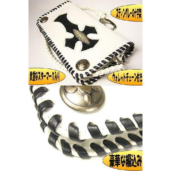 ≪完売御礼≫メンズ財布/爆買いセール/MOMO=激レアなスターマーク入り≪スティングレークロス≫編込みライダースウォレット♪長財布 |  | 01