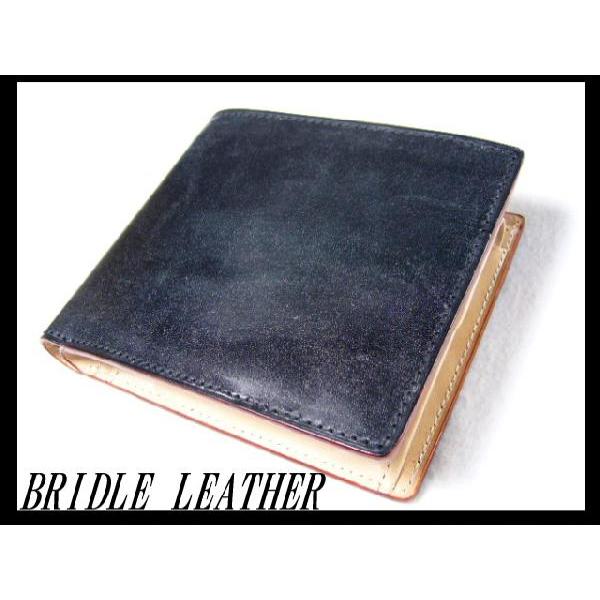 高価ブライドルレザー(馬具用革)色々なシーンでクールにキマる！2つ折り財布(小銭入れ付き)【3色】 | 