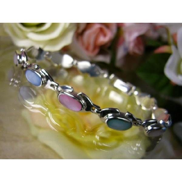 カラーシェル★手作り★ハンドメイド彫金★シルバー925ブレスレット★ | 