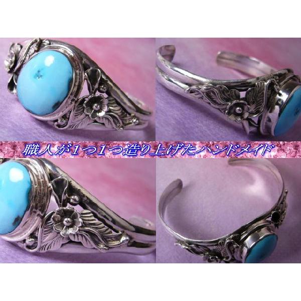 希少本物ターコイズ超大粒★手作り★ハンドメイド彫金★シルバー925バングル★ |  | 01
