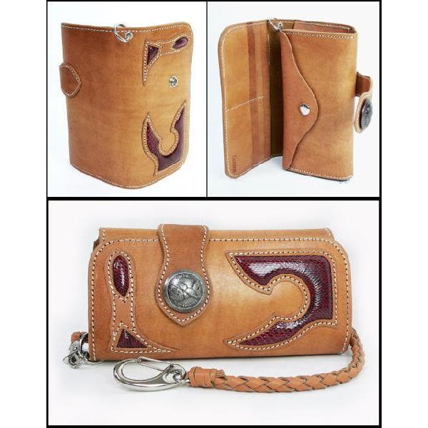 ★完売御礼★高級素材バッファロー×パイソン メンズ財布 チェーン付き |  | 01