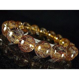 【宝石鑑別書つき】キャッツアイ≪コパー≫ルチルクオーツパワーストーンブレスレット【12〜14mm6Aクラス】