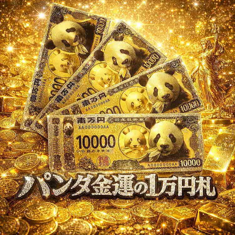 ★限定特別価格★一点もの三つの願い（金運・成功・願い事） パンダ金運 1万円札 限定200枚 渋沢栄一 新1万円札 限定4,000枚 財布に