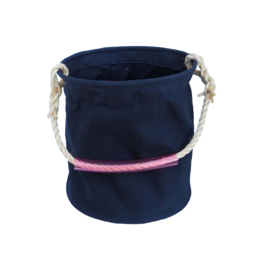 27号カラー帆布電工バケツ　パラフィン防水仕様 26Φｘ28ｃｍネイビー　グリップ付き　鳶 | 