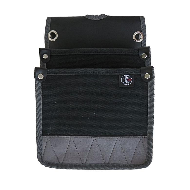 帆布 腰袋 電工用 ブラック 防水 内側ポケット付（M） 60-BK 鳶 |  | 01