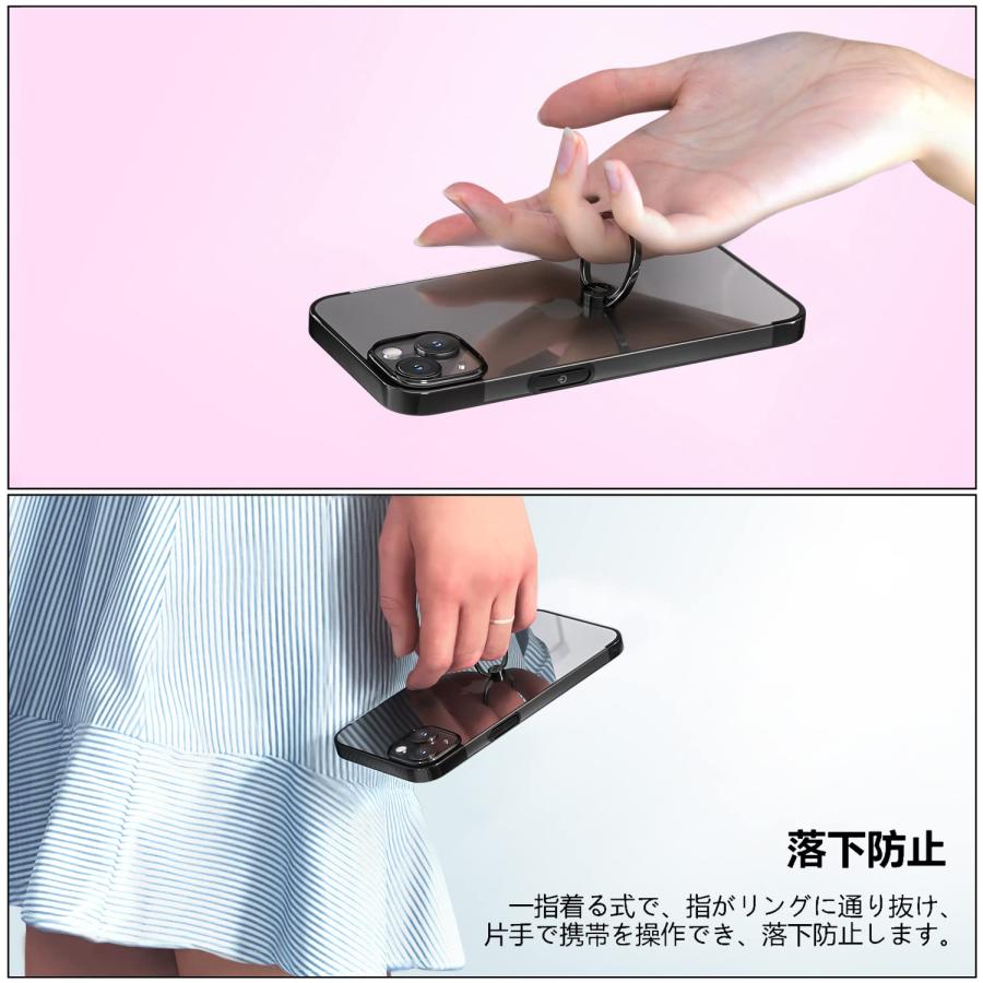 S Segoi iPhone 14 ケース リング付き スタンド機能 メッキ加工 透明 PC 落下防止 薄型 軽量 一体型 おしゃれ 全面保護カバー｜agapansas｜06