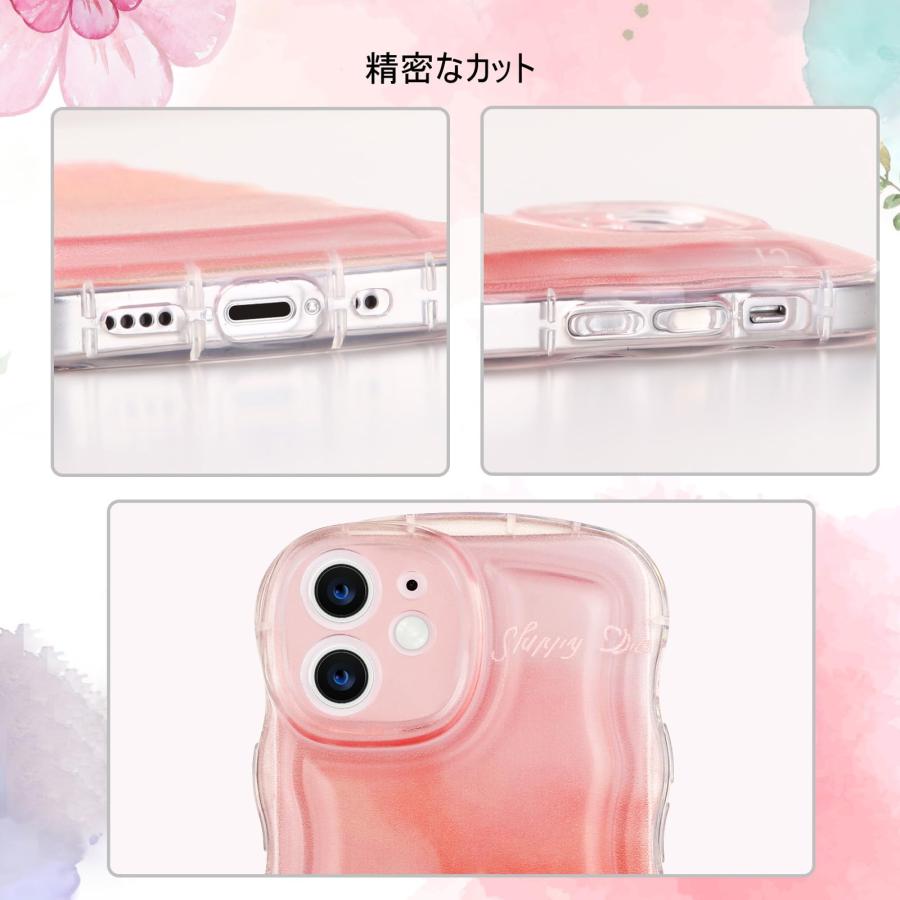 DUEDUE iPhone 12 mini ケース 波状のバンパー ピンクハロー染色 アイフォン12 mini ケース かわいい スマホケース レン｜agapansas｜04