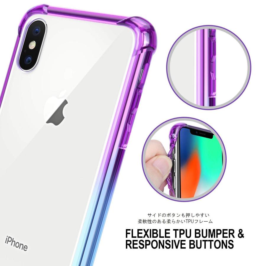 iPhoneXs iPhoneX ケース iPhone Xs X ケース クリアケース クリア グラデーション スマホケース バンパー 耐衝撃カバー｜agapansas｜04