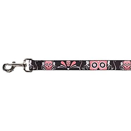 送料無料aketa Buckle Down Pet Leash Sugar Skulls Gray Pink 6 Feet Long 1 5 Wide