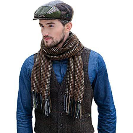人気特価 アイルランドで手織り ウールスカーフ メンズ Weavers Mucros 伝統的な漁師スカーフ, All並行輸入品 Fits Size One ブラウン, マフラー