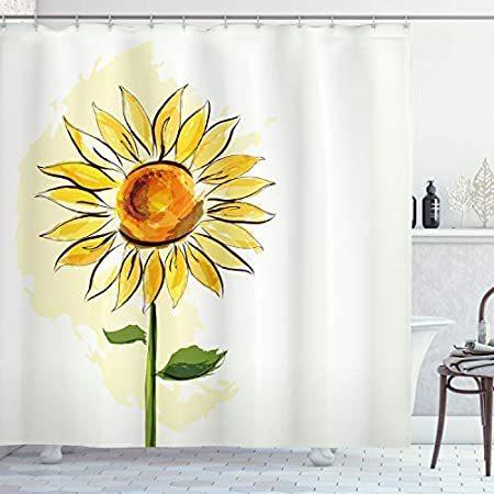 名作 Summer Curtain, Shower Flower Ambesonne Sunflower Pastel並行輸入品 Soft Watercolor in シャワーカーテン