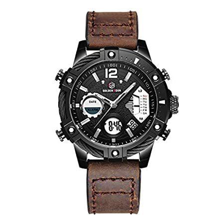 第一ネット デジタル スポーツウォッチ メンズ 海外から日本未入荷の人気商品を直輸入 アナログ ディープブラウン並行輸入品 腕時計 レザー ミリタリー 多機能 防水 クォーツ 腕時計 アクセサリー Smssvg Org