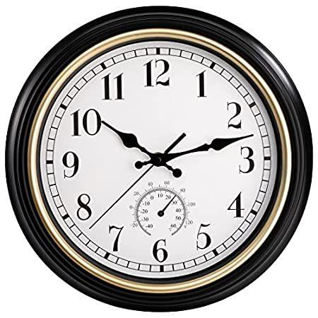 最新コレックション Yarlung 12 Inch Retro Quartz Wall Clock with Thermometer, Silent Non Tickin並行輸入品 掛け時計、壁掛け時計